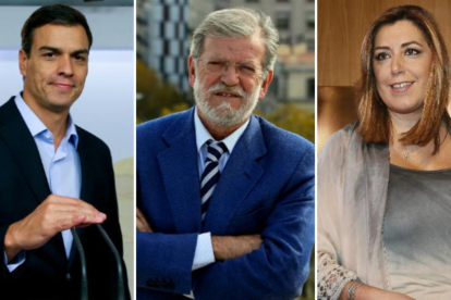 Pedro Sánchez, Juan Carlos Rodríguez Ibarra y Susana Díaz.-