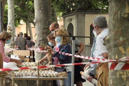 Puestos de ajos y cebollas en la plaza mayor de Briviesca en la tradicional feria del día de Santiago. G. GONZÁLEZ
