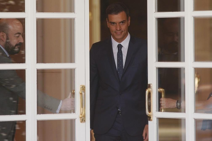 El presidente del Gobierno, Pedro Sánchez, en el palacio de la Moncloa.-JOSE LUIS ROCA