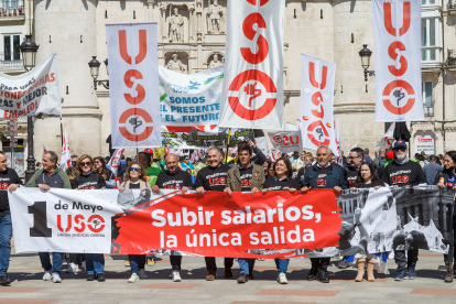 Movilización del sindicato USO, el 1 de Mayo en Burgos, durante su acto confederal. SANTI OTERO