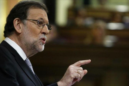 El candidato a la reelección, Mariano Rajoy, durante el debate de investidura el jueves 27 de octubre.-JUAN MANUEL PRATS