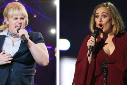 A la izquierda, una imagen de rebel Wilson y, a  la derecha, la cantante Adele.-