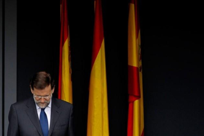El presidente Mariano Rajoy, en un reciente homenaje a la bandera española-JOSÉ LUIS ROCA