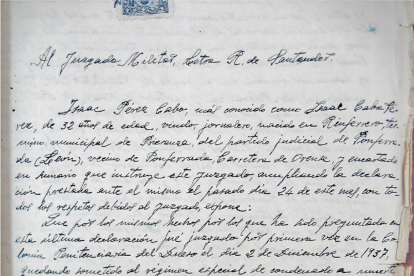 Carta de Isaac Cabo al juzgado militad de Santander. | ARMH