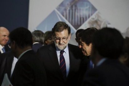 Mariano Rajoy, este miércoles a su llegada a la Cámara de Comercio.-EFE / EMILIO NARANJO