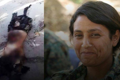 La combatienta Amina Omar conocida como Barin Kobane, mutilada por las fuerzas turco-sirias.-OBSERVATORIO SIRIO PARA LOS DERECHOS HUMANOS (YOUTUBE)