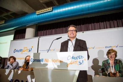 El expresidente de la Generalitat Artur Mas, en una imagen del pasado febrero, en el consejo nacional de CDC en Bellaterra.-NÚRIA PUENTES