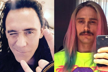 Tom hiddleston y James Franco, con peluca.-INSTAGRAM