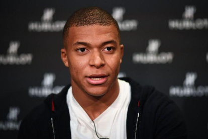 Kylian Mbappe, en un acto promocional.-AFP