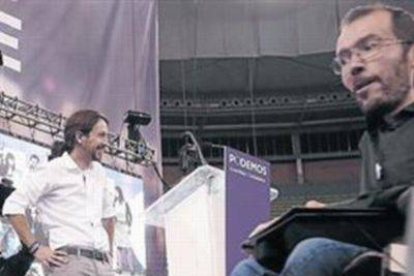 Iglesias y Echenique, el sábado en la asamblea de Podemos.-Foto: AGUSTÍN CATALÁN
