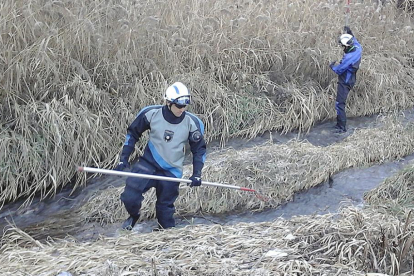 Dos bomberos rastrean el río Vena.-ECB