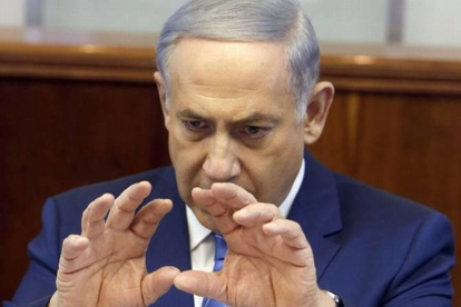El primer ministro israelì, Binyamin Netanyahu, durante la reunión del Gobierno, el domingo.-Foto: EFE / GALI TIBBON