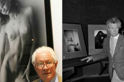 David Hamilton, en una exposición de homenaje en el 2003 y, al lado, en una subasta de su obra en 1983.-AFP / PIERRE VERDY / MICHAEL LATZ