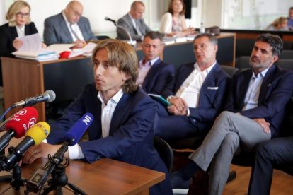 Luka Modric, durante su declaración en el juicio.-STR / AFP