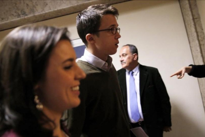 Íñigo Errejón e Irene Montero, entran a la Junta de Portavoces del Congreso.-JOSE LUIS ROCA