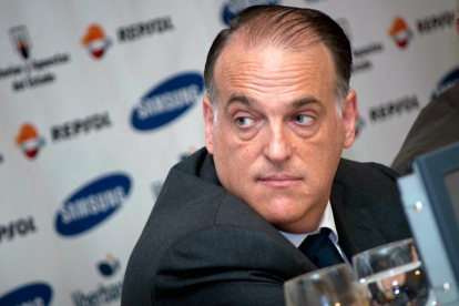 A Javier Tebas no lo quieren en El Sadar tras las acusaciones de amaño de encuentros.-LIGA SANTANDER