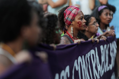 <em>La marea violeta protestó en contra del Gobierno del presidente Jair Bolsonaro