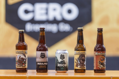 Las cinco cervezas de la marca burgalesa Bajo Cero que han triunfado en el International Beer Challenge 2022. SANTI OTERO