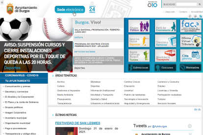Captura de pantalla de la página web municipal que no se renueva desde 2010.