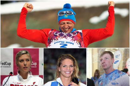 Aleksándr Lebkov, Maria Sharápova, Yulia Efimova y Aleksándr Zubkov, cuatro deportistas rusos en problemas por el dopaje.-AGENCIAS