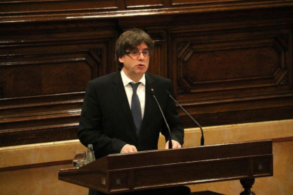El 'president' Carles Puigdemont, en el debate de política general en el Parlament.-ACN