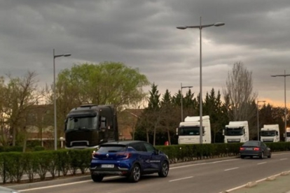 Un grupo de camiones durante una protesta en Castilla y León. ECB