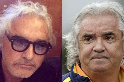 Flavio Briatore tras su operación de cirugía (izquierda) y en una imagen anterior.-