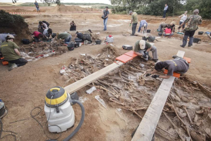 Exhumación de fosas comunes en Estépar el verano pasado.-SANTI OTERO