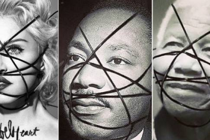 Montaje de la portada del disco de Madonna y las fotos manipuladas de Luther King y Mandela.-FACEBOOK / MADONNA