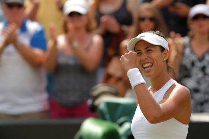 Muguruza celebra su triunfo sobre Kerber.-REUTERS/ ANDREW COULDRIDGE