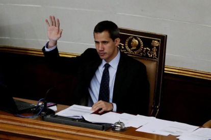 Juan Guaidó  durante una sesion de la Asamblea Nacional en el Palacio Federal Legislativo.-EFE