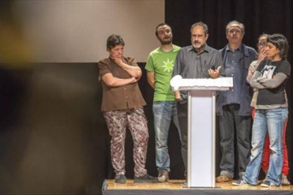 Botran, Baños, Julià de Jòdar, Reguant y Gabriel, en un acto de la CUP.-FERRAN SENDRA