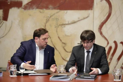 Oriol Junqueras y Carles Puigdemont.-FERRAN NADEU