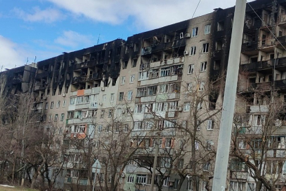 Un bloque de edificios en Jàrkov (Ucrania), devastado por la guerra. ECB