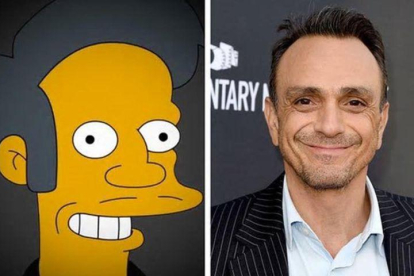 Apu, el personaje de Los Simpson, y Hank Azria, el actor que le da voz.-