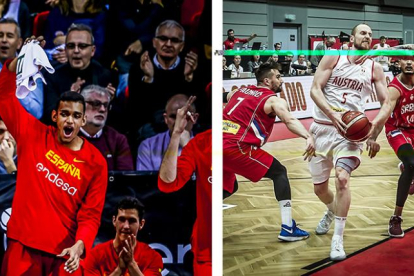 Sebas Saiz y Schreiner, durante los últimos partidos con sus selecciones.-FIBA