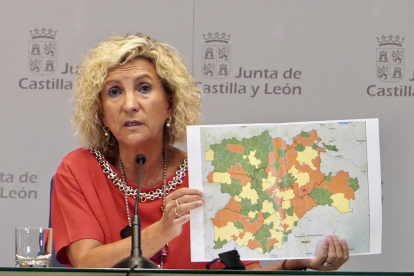 La consejera de Sanidad, Verónica Casado, durante la rueda de prensa posterior al Consejo de Gobierno. ICAL