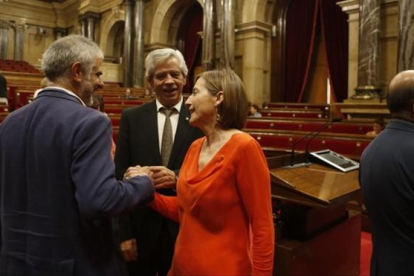 Carrizosa, Reyes y Forcadell, este viernes en el hemiciclo.-ALBERT BERTRAN