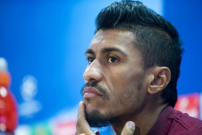Paulinho, en la rueda de prensa previa al duelo con el Olympiacos.-JORDI COTRINA