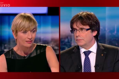 Momentos de la entrevista a Carles Puigdemont en la televisión pública belga (RTFB).-(RTFB).
