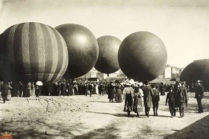 Exhibición globos aerostáticos con motivo del eclipse de 1905. ECB