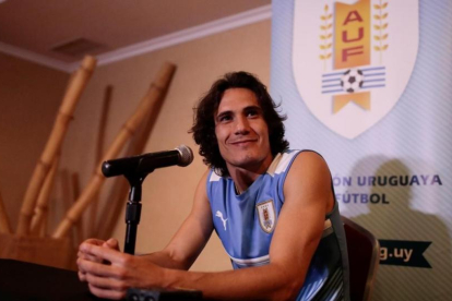 Cavani, en la rueda de prensa celebrada en Venezuela.-REUTERS / MARCO BELLO