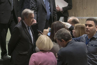 El secretario general  de la ONU António Guterres en la sede del organismo en Nueva York.-ONU