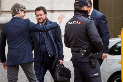 El vicepresidente catalán, Pere Aragonès, entra al Tribunal Supremo, este martes 23 de abril El vicepresidente catalán, Pere Aragonès, entra al Tribunal Supremo, este martes 23 de abril.-EFE