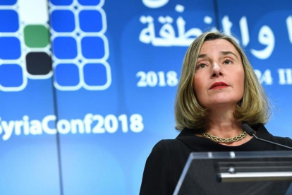 Mogherini, en la cumbre de donantes para Siria de Bruselas.-/ AFP / EMMANUEL DUNAND