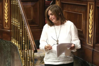 La diputada socialista Pilar Cancela, que ha defendido la proposición de ley destinada a aumentar la formación en igualdad de los jueces.-/ DAVID CASTRO