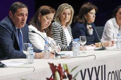 El consejero de Sanidad junto a los organizadores del congreso que se celebra en el Fórum durante su inauguración.-RAÚL G. OCHOA