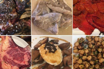 Seis de los platos de la cocina navarra de los que ha dado cuenta Carlos Herrera entre la noche del martes y el mediodía del miércoles.-EL PERIÓDICO