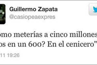 El tuit que Guillermo Zapata publicó en el 2011.-