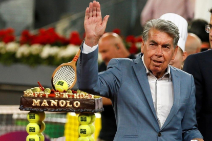 Manolo Santana, el pasado mes de mayo, en su 80º aniversario. /-EFE / JUANJO MARTIN